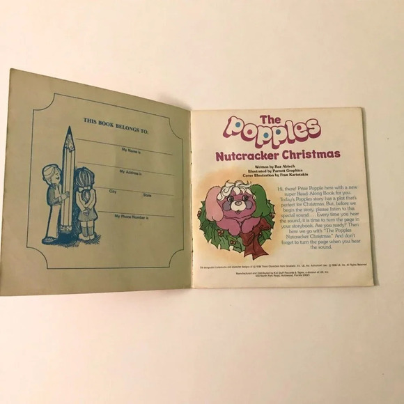 Vintage 1986 The Popples Nutcracker Christmas Read Along Book Only No Record - Picture 6 of 15